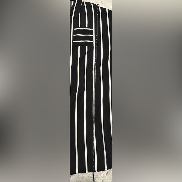 SHEIN Curve Black and White Striped Long Sleeve Button Down T-Shirt Dress - Picture 7 of 11